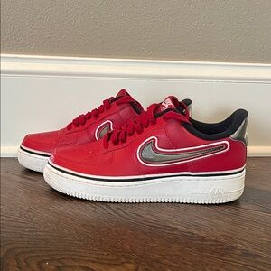 Nike Red Black Air  force 1 Sneakers Chicago Bulls Varsity Red color way men 9